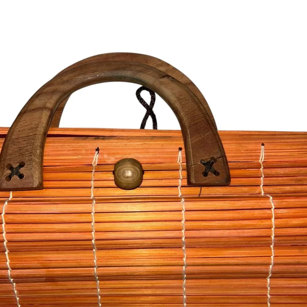 orange wood slats hand bag purse